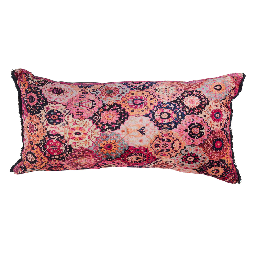 Pink Velvet Persian Lumbar Pillow