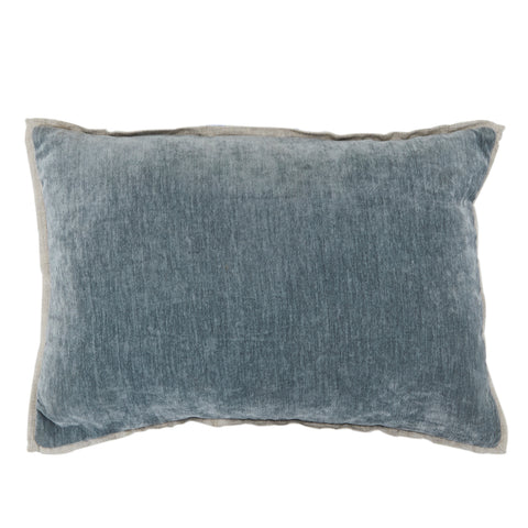 Blue-Grey Velvet Lumbar Pillow