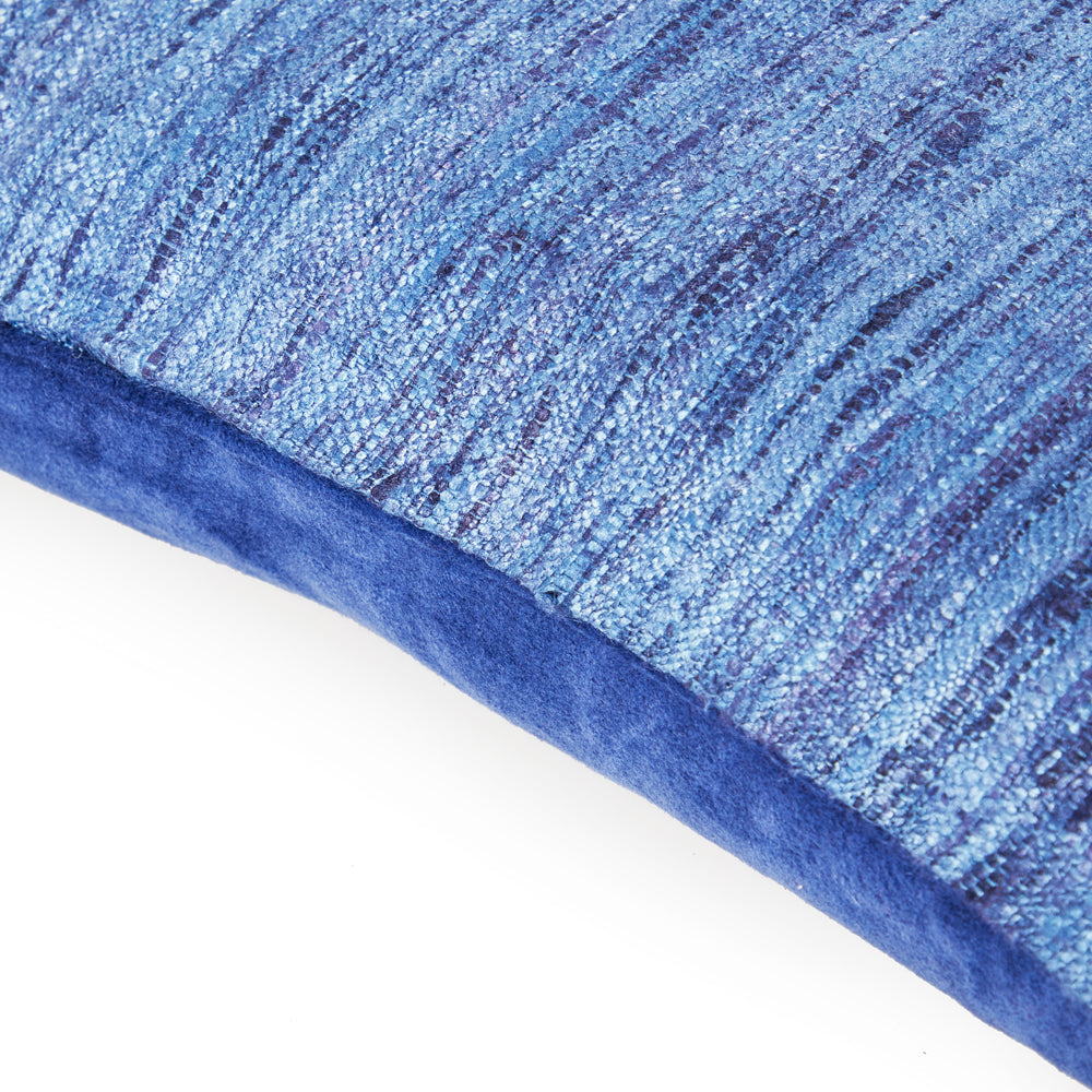 Blue Frayed Weave Lumbar Pillow - Small