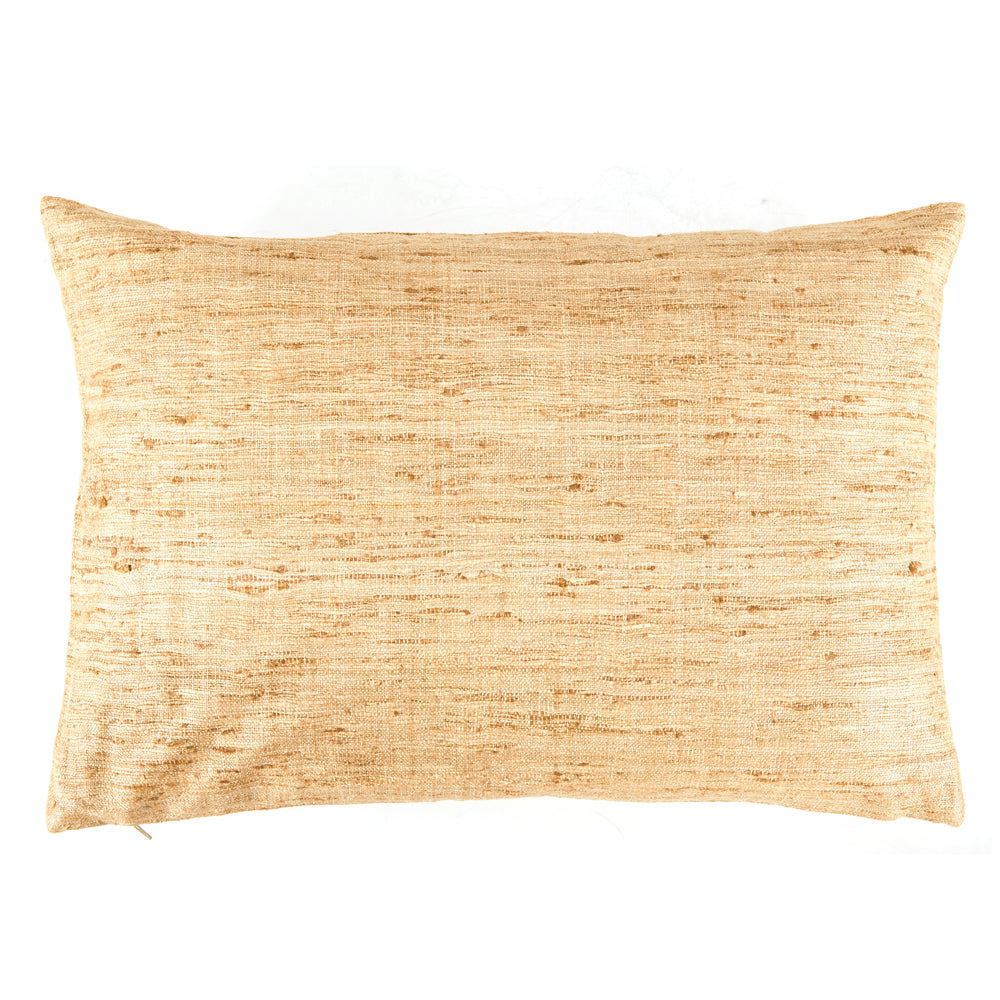 Beige Frayed Weave Lumbar Pillow - Small