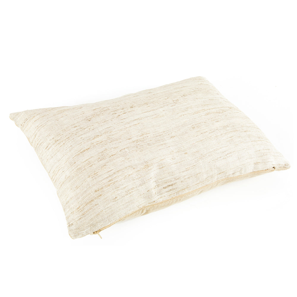 White Frayed Weave Lumbar Pillow - Small