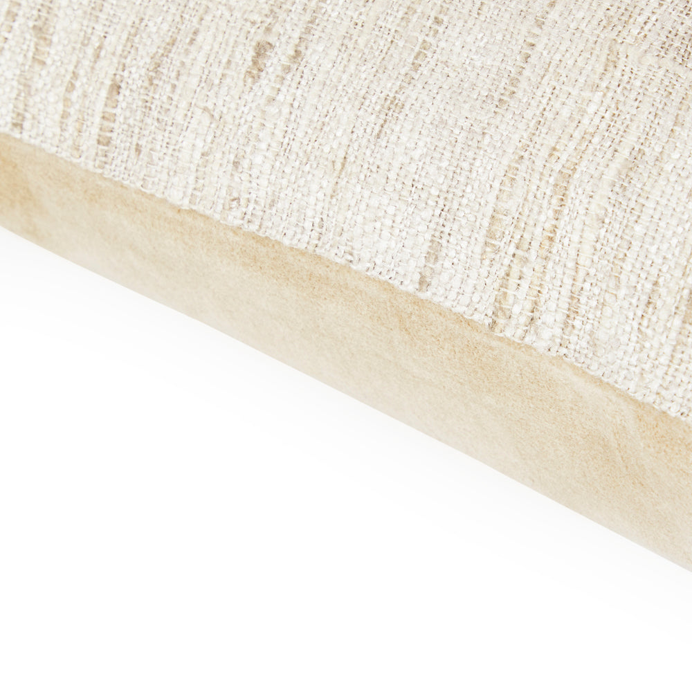 White Frayed Weave Lumbar Pillow - Small