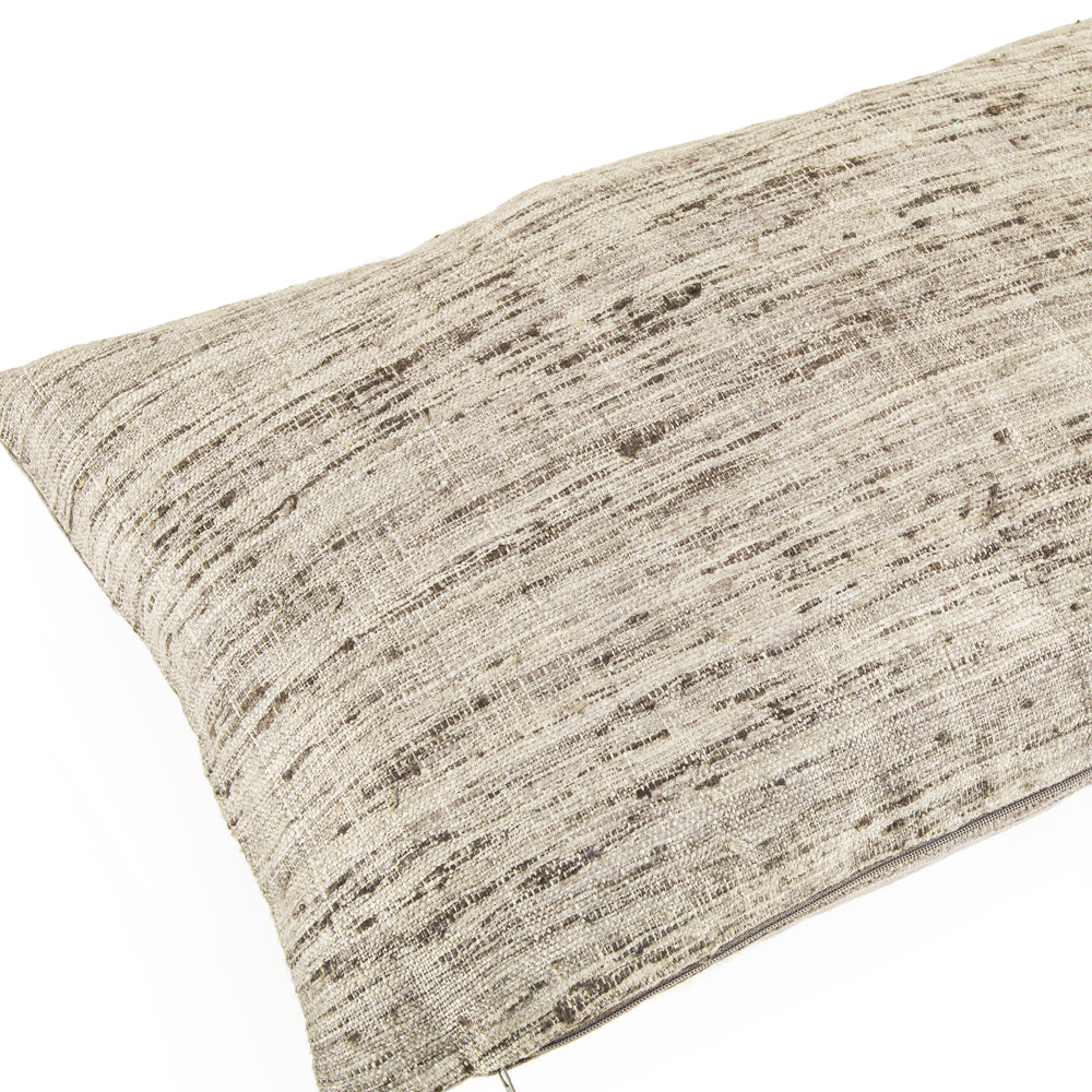 Grey Frayed Weave Lumbar Pillow - Small