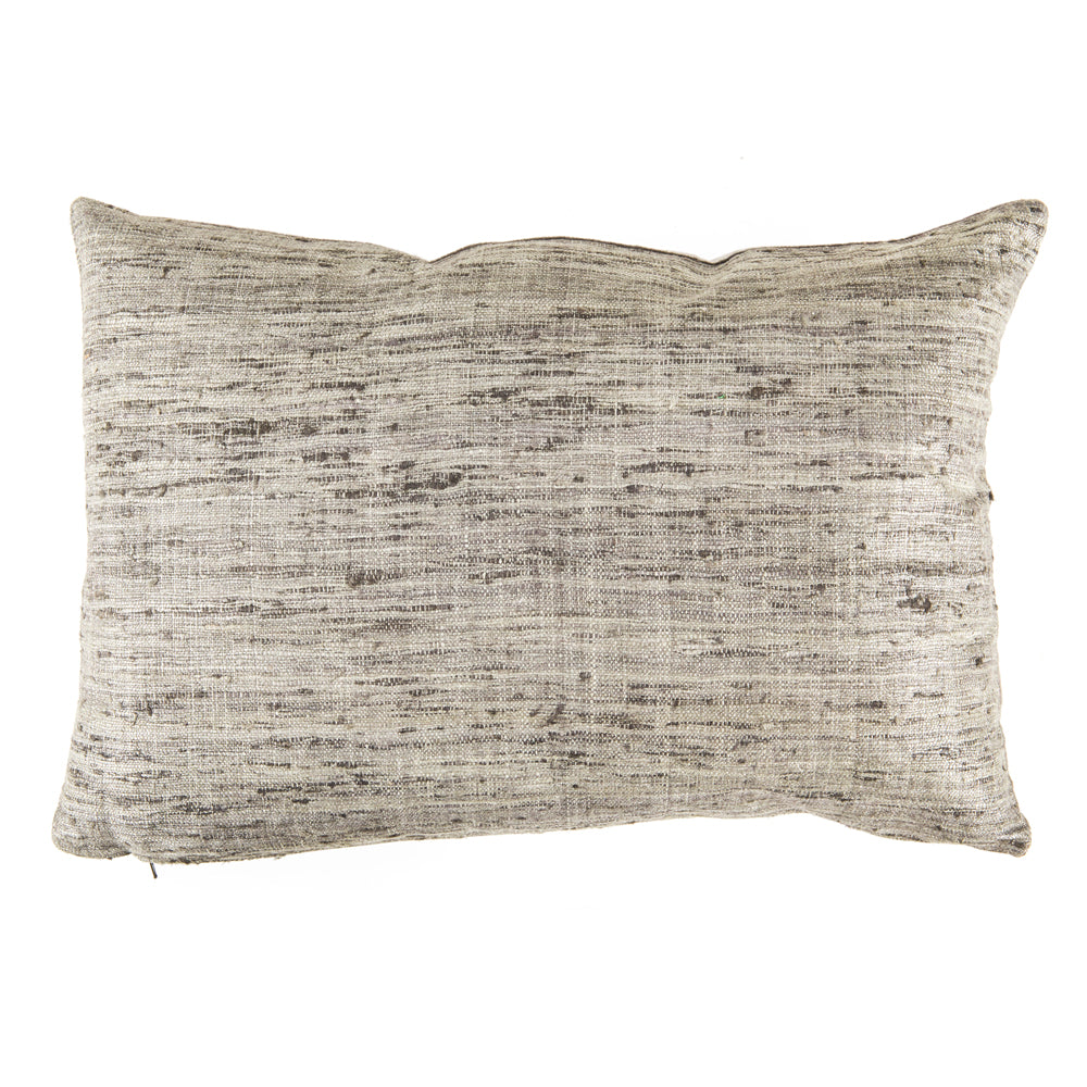 Grey Frayed Weave Lumbar Pillow - Small