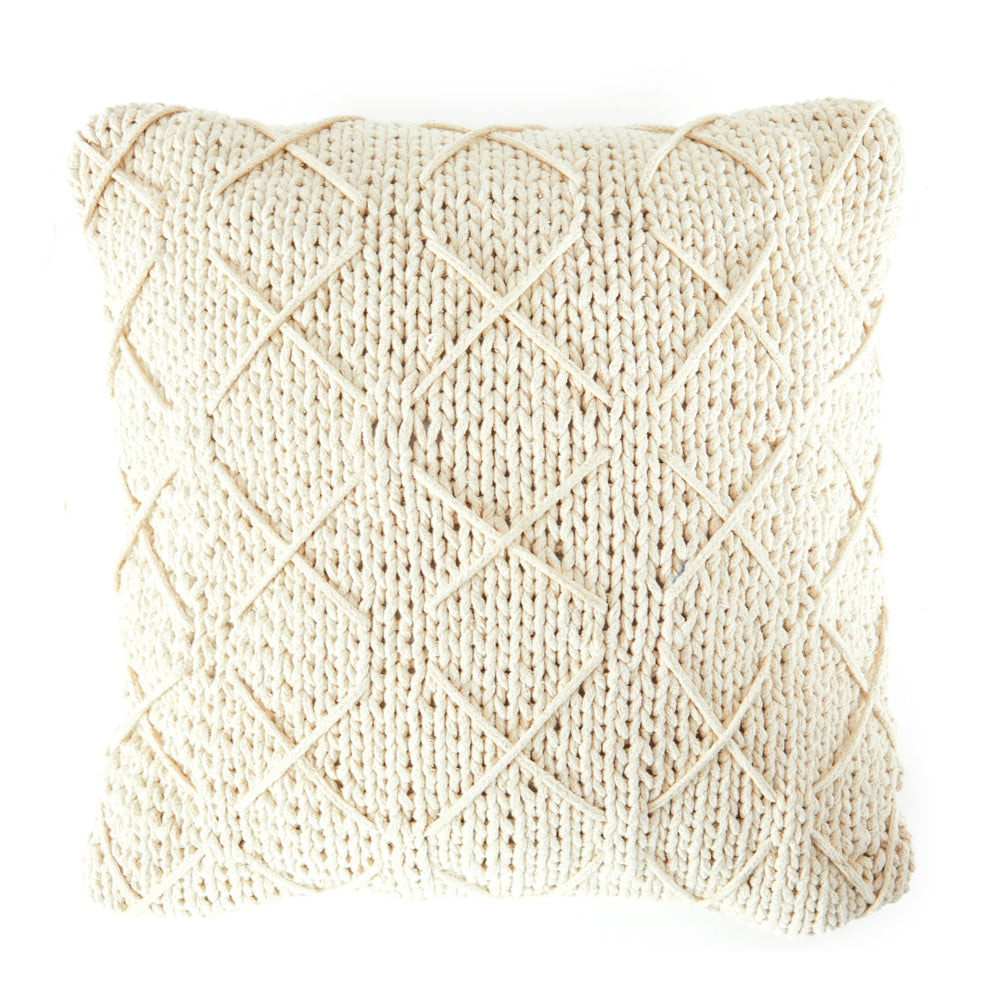 Cream Knit Braid Pillow