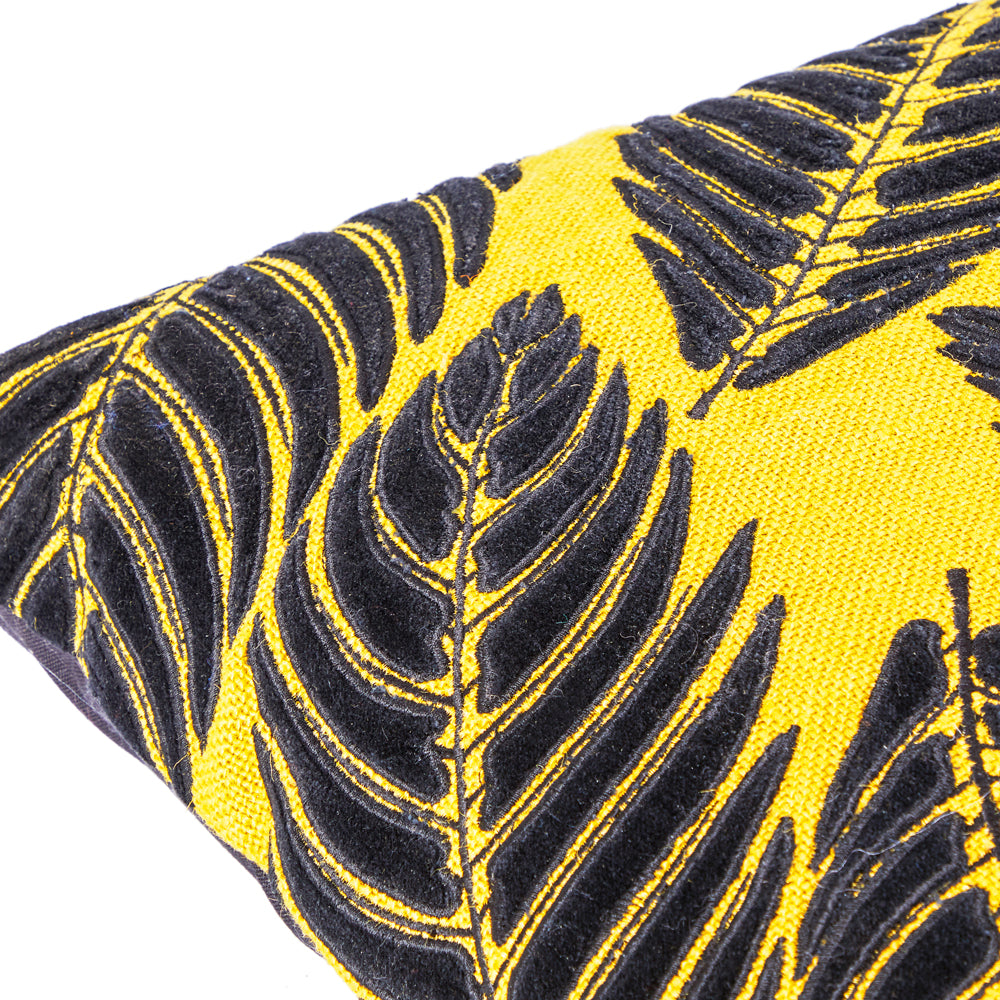 Yellow and Black Banana Leaf Pillow