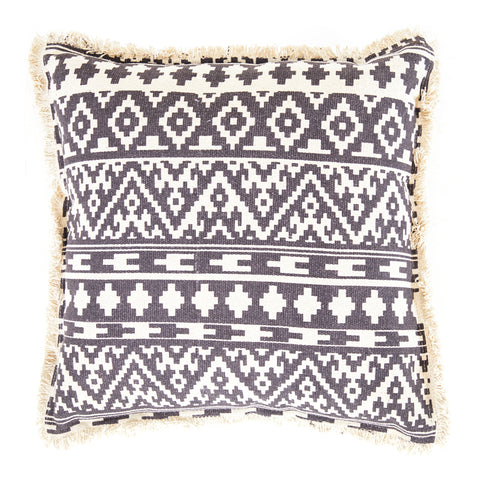 Grey & White Aztec Patterned Pillow