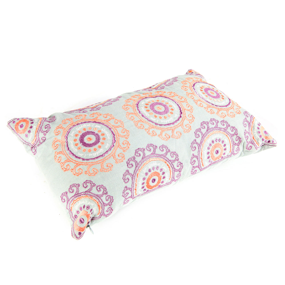 Orange + Purple Embroidered Lumbar Pillow