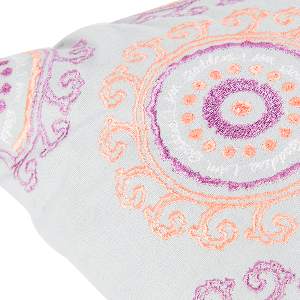Orange + Purple Embroidered Lumbar Pillow