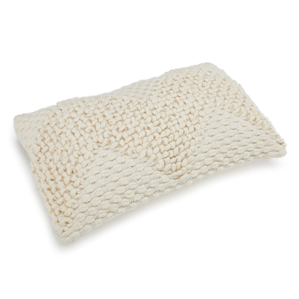Cream Knit Chevron Lumbar Pillow