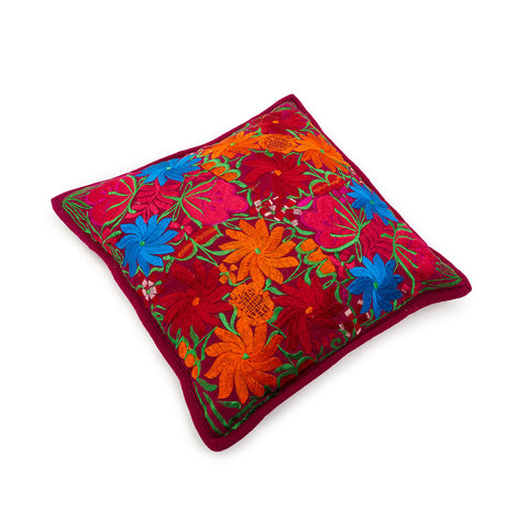 Bright Floral Mexican Embroidery Pillow