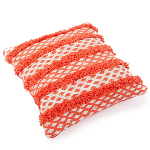 Coral Terrycloth Striped Pillow