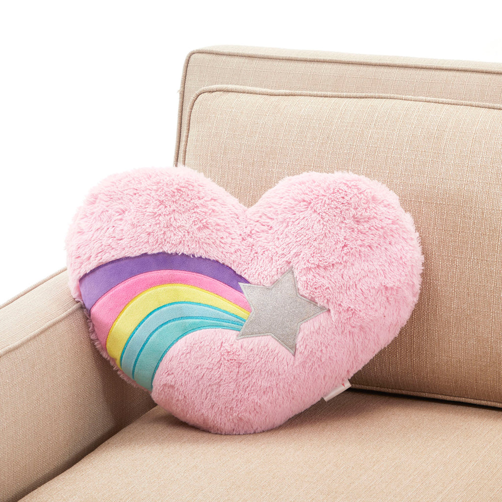 Pink Plush Shooting Star Heart Pillow
