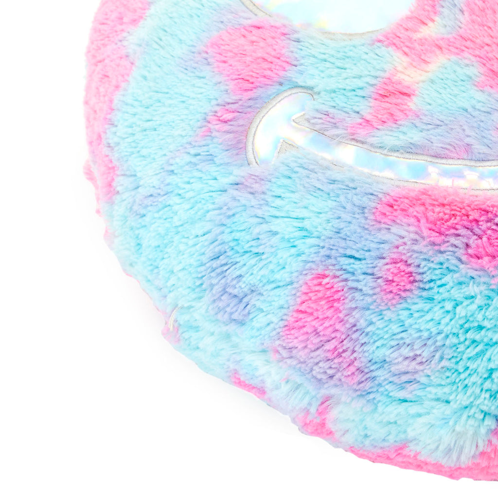 Blue & Pink Plush Cotton Candy Smiley Face Pillow