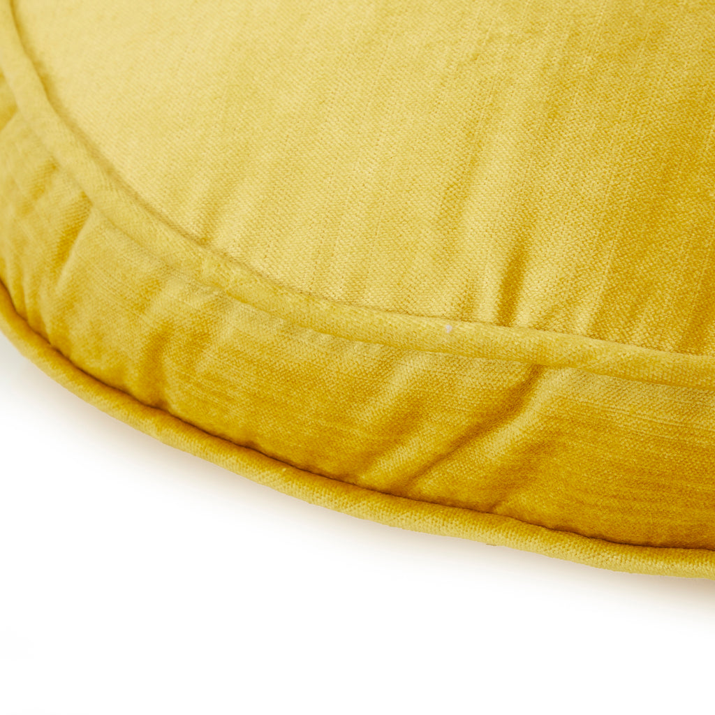 Smooth Yellow Velvet Round Pillow