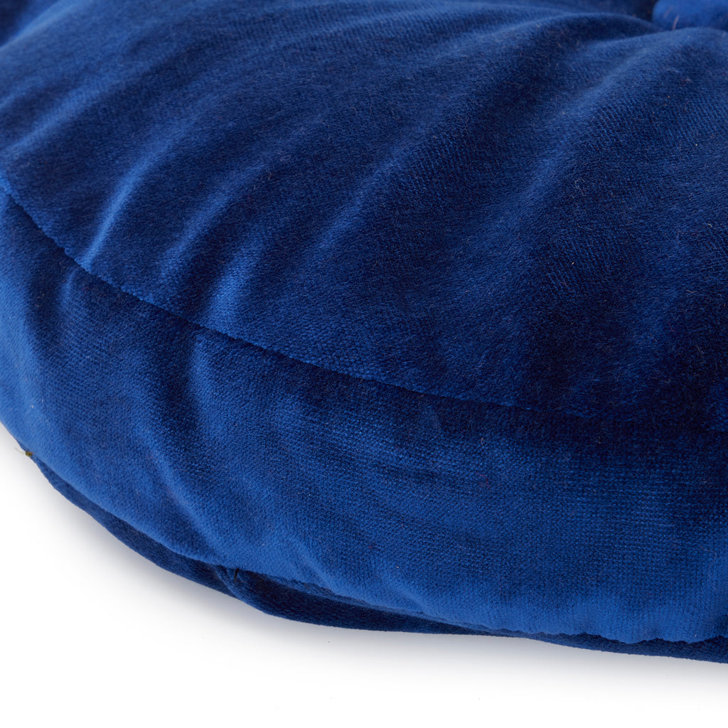 Smooth Navy Blue Velvet Round Pillow
