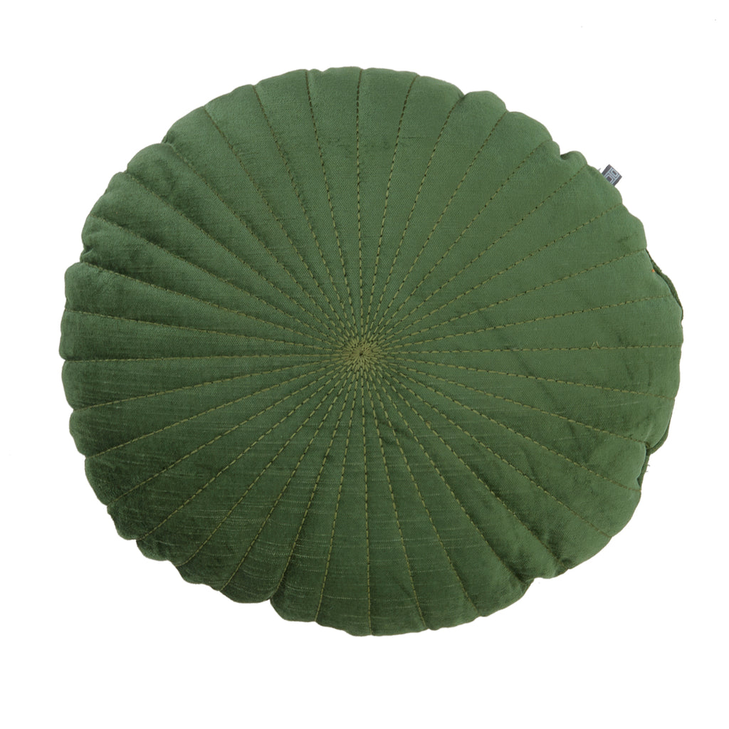 Green Moss Velvet Seashell Round Pillow