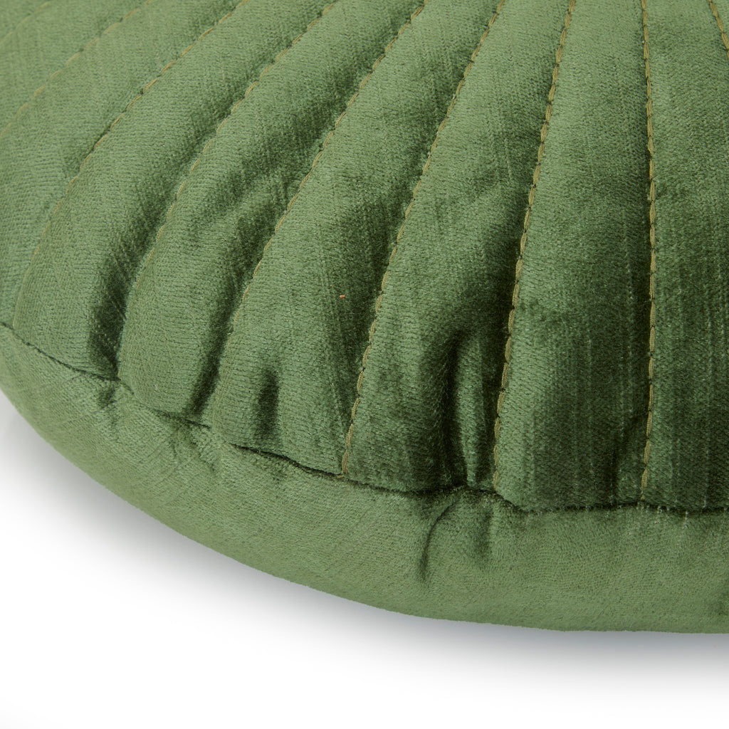 Green Moss Velvet Seashell Round Pillow