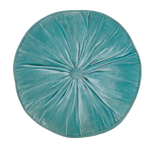 Turquoise Velvet Round Pillow
