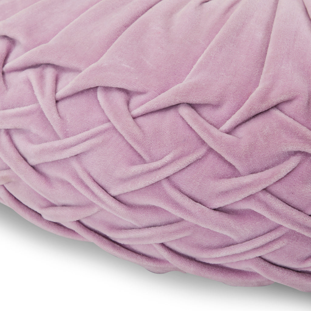 Lavender Pleated Velvet Round Pillow