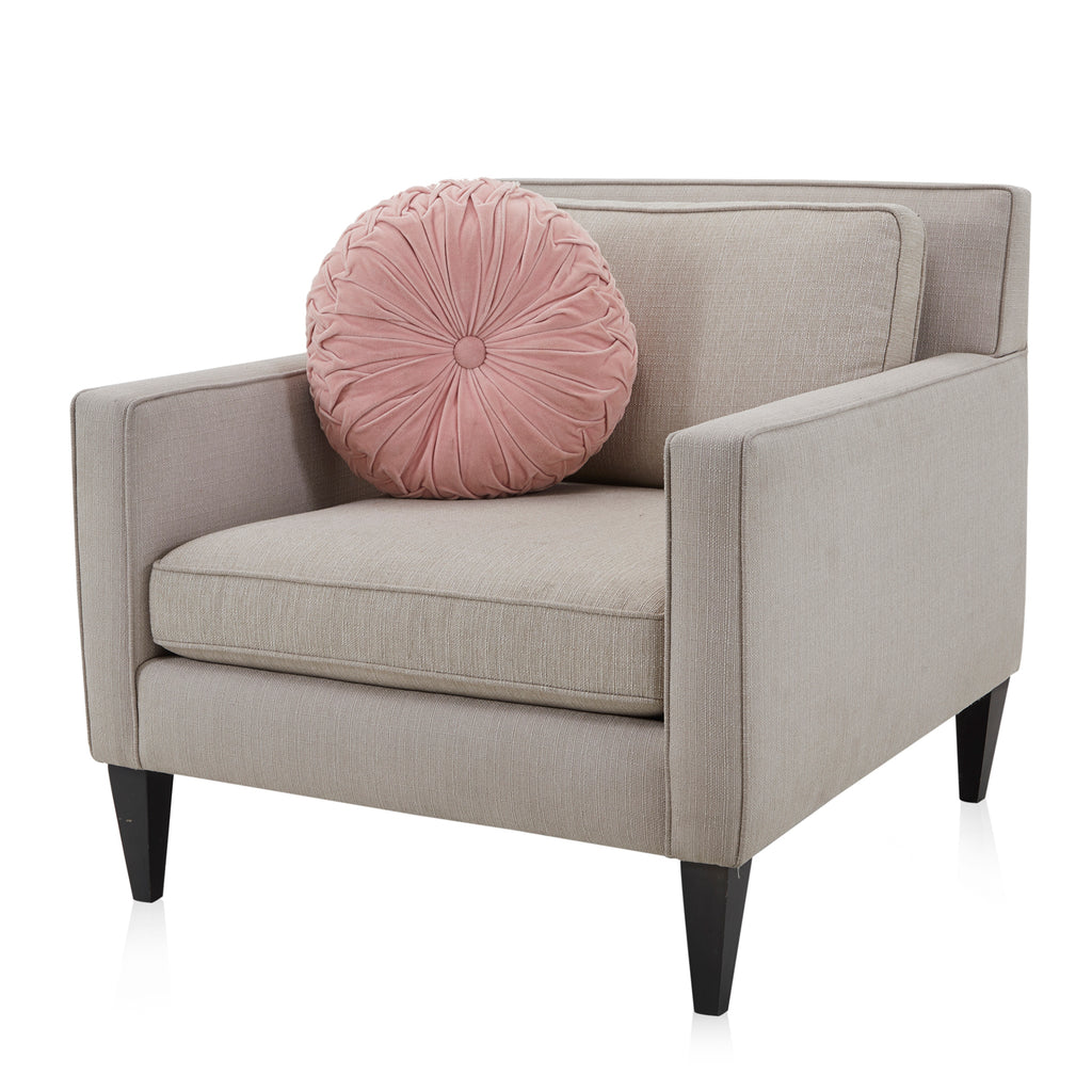 Pale Pink Pleated Velvet Round Pillow