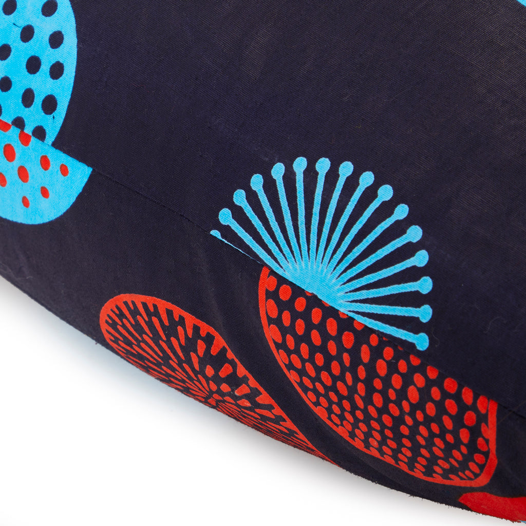 Navy and Red Circle Print Square Pillow