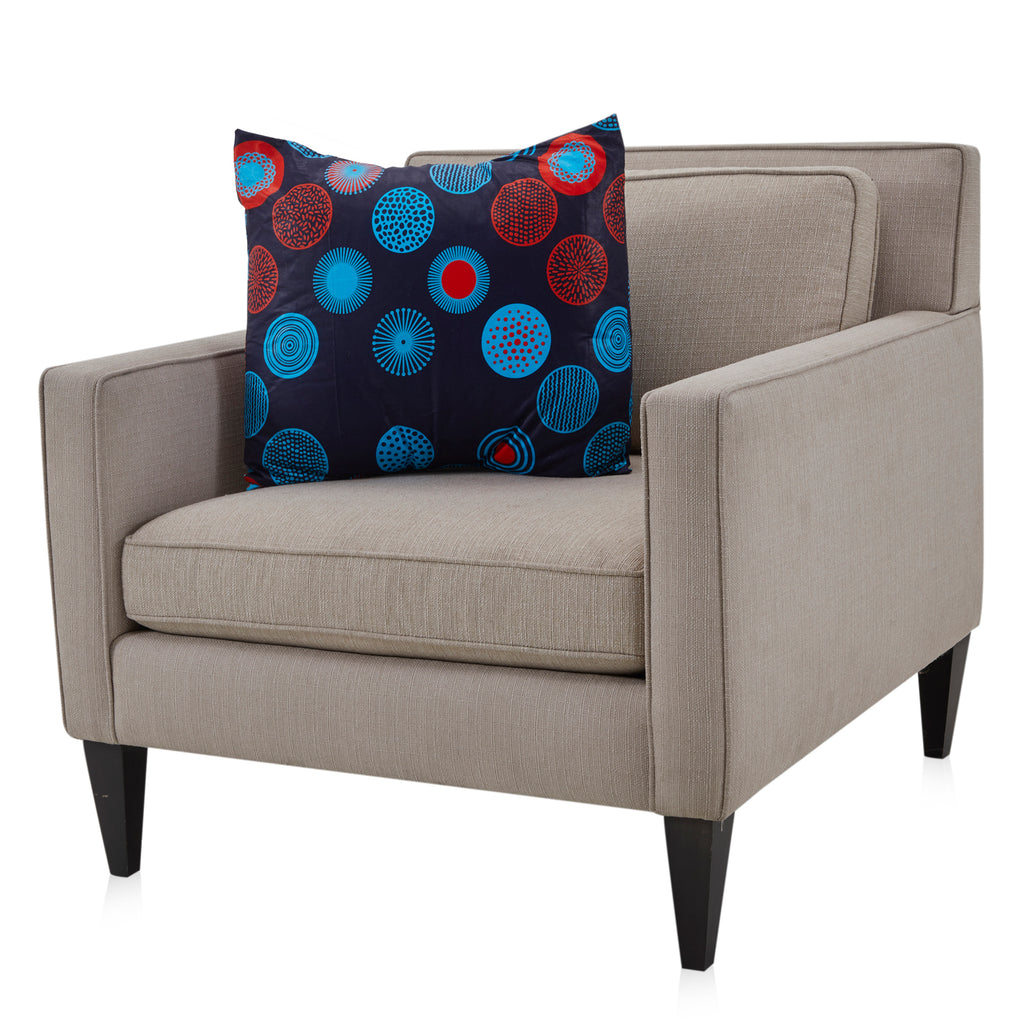 Navy and Red Circle Print Square Pillow