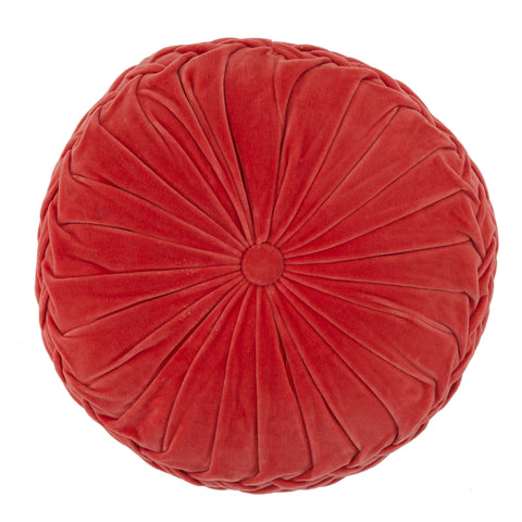 Raspberry Velvet Pleated Round Pillow
