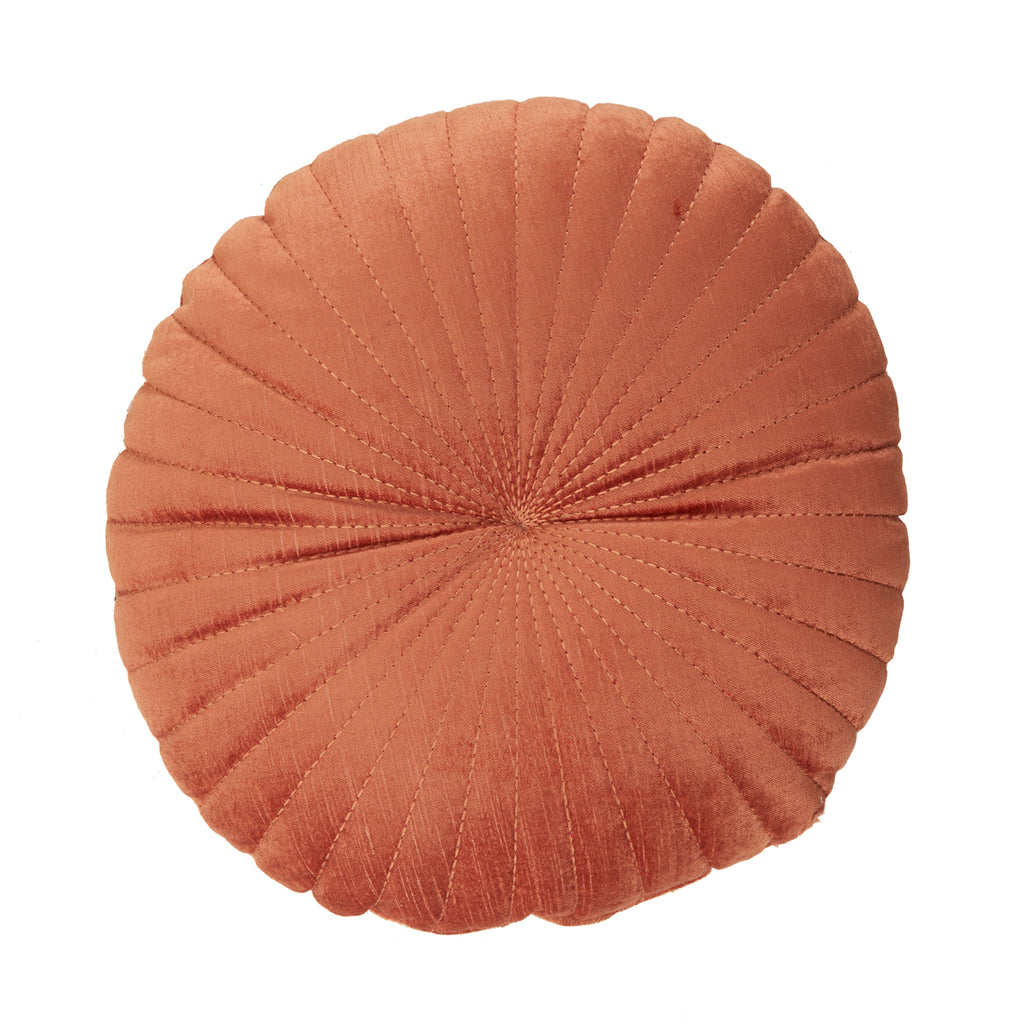 Salmon Velvet Seashell Round Pillow