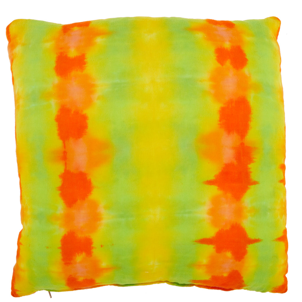 Orange & Lime Green Tie-Dye Square Pillow