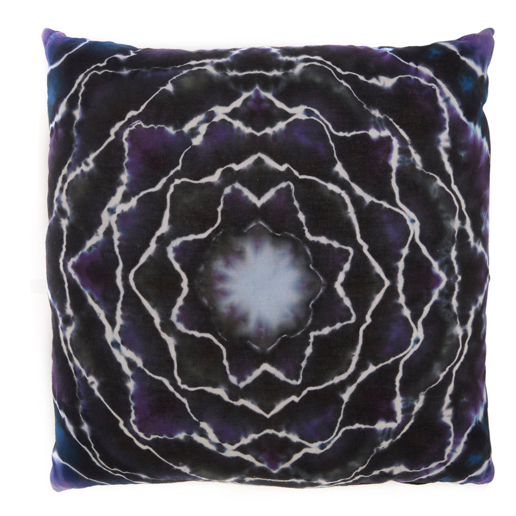 Purple Dark Spiral Psychedelic Tie-Dye Square Pillow