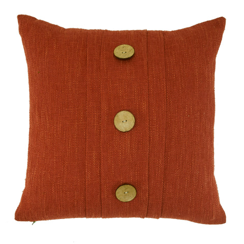 Burnt Orange Woven Pillow with Buttons
