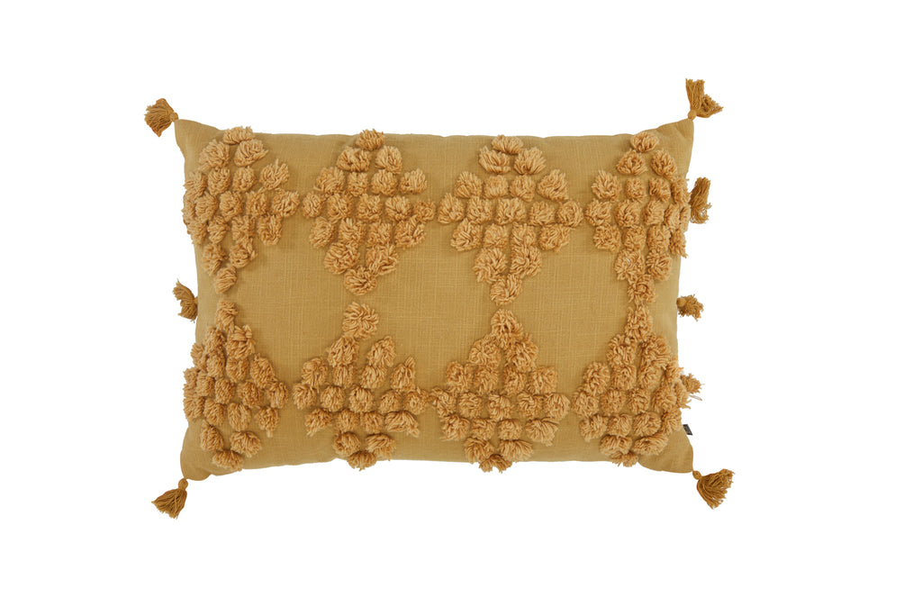 Yellow Gold Pompom Lumbar Pillow