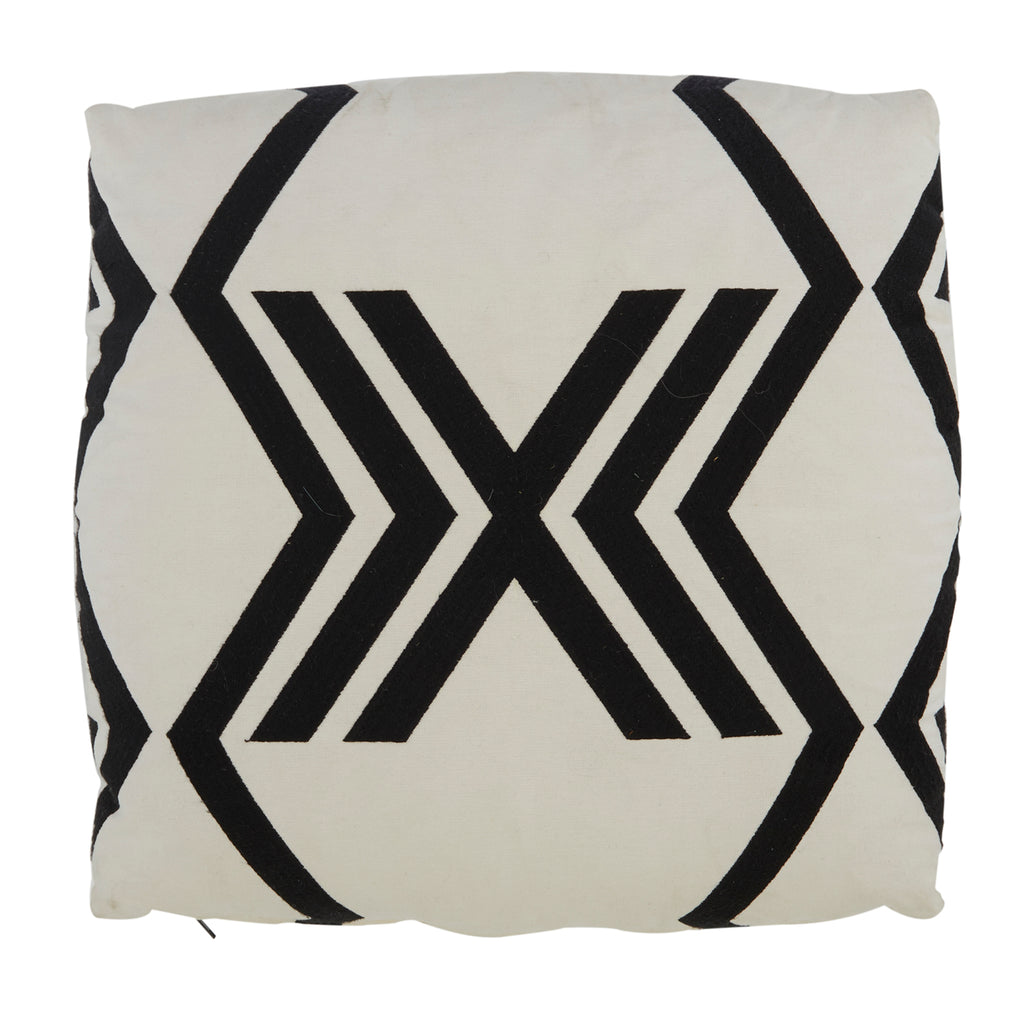 White & Black X-Pattern Pillow