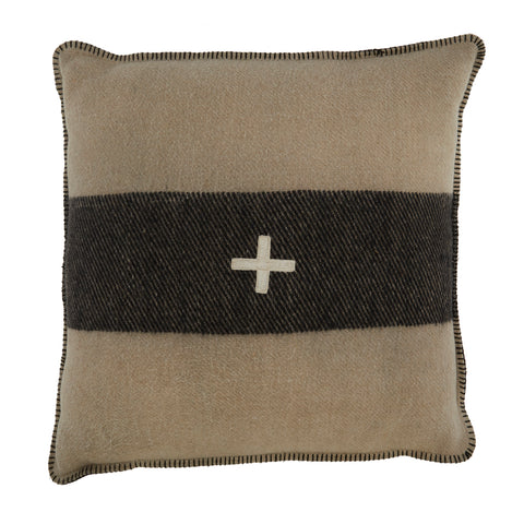 Tan & Black Large Stripe Wool Pillow