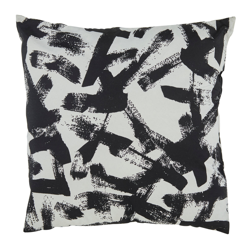 White and Black Brushstroke Pillow