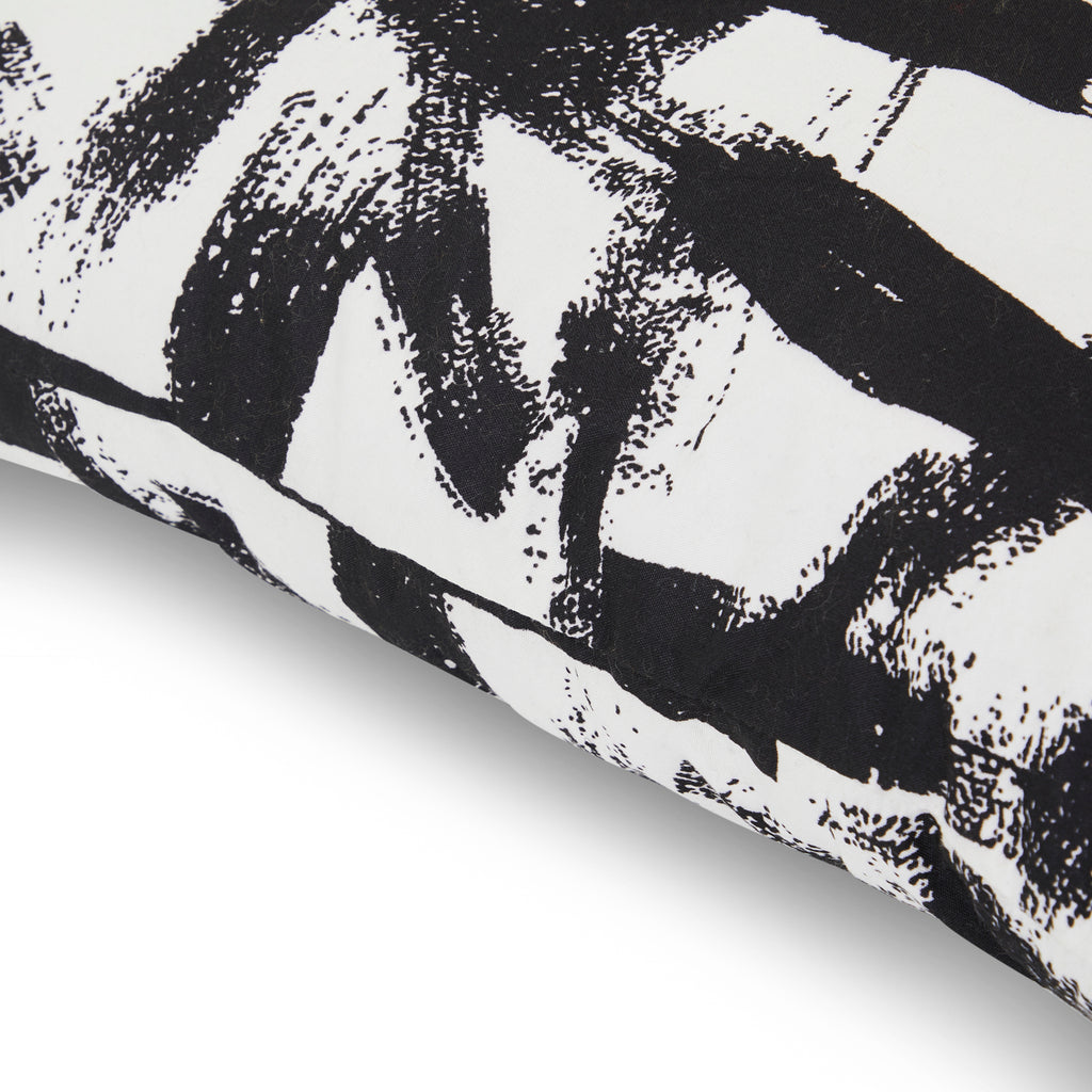 White and Black Brushstroke Pillow