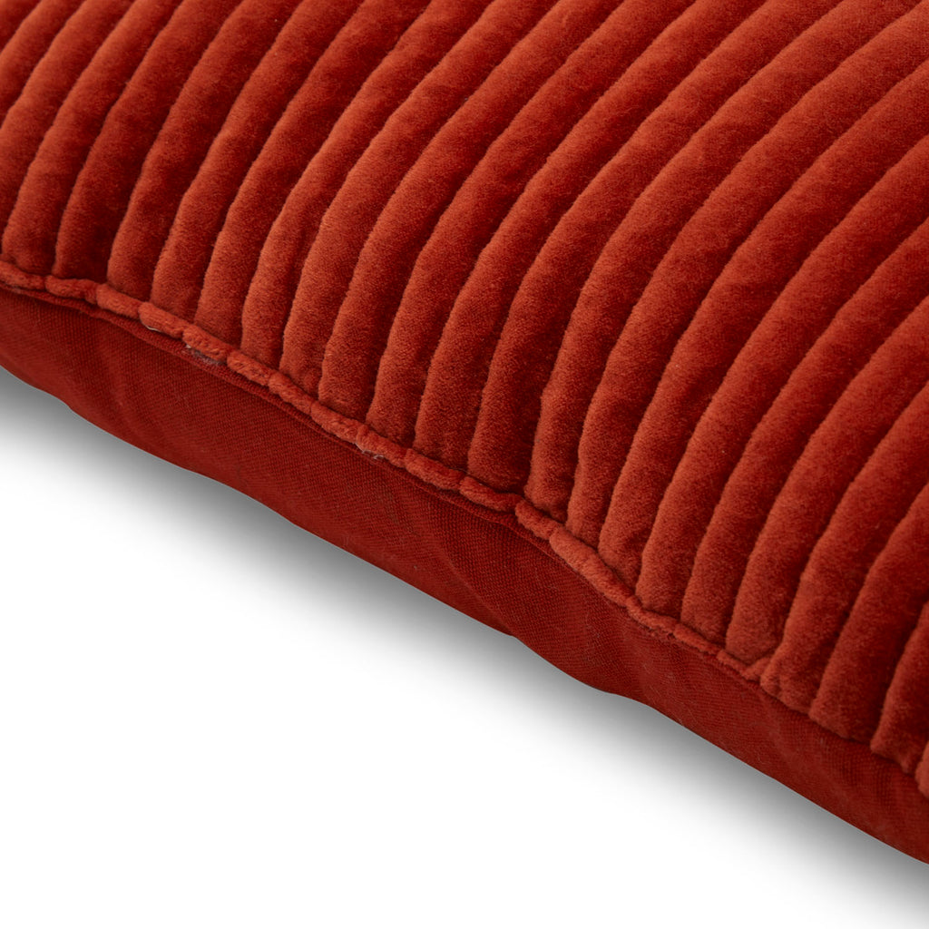 Large Brick Red Velvet Corduroy Pillow