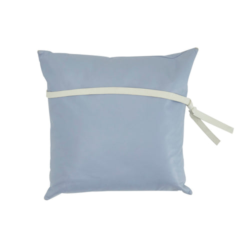Pale Blue Faux Leather Square Pillow