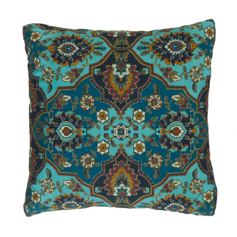 Blue Turquoise Ornamental Paisley Pillow
