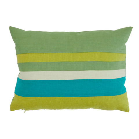 Green & Turquoise Striped Lumbar Pillow