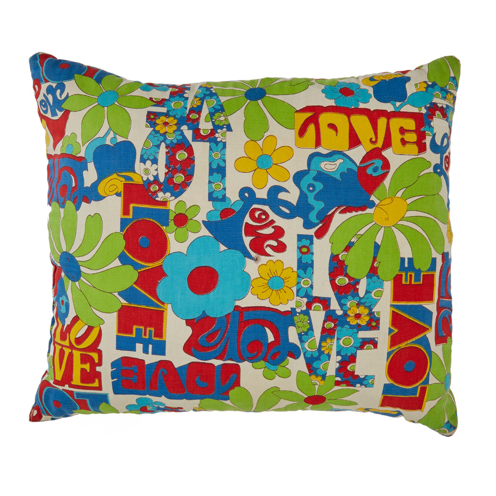 Green Red & Blue Graphic Hippie Love Pillow