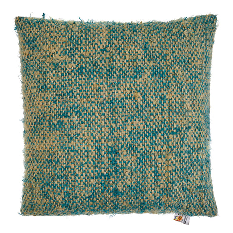 Blue & Tan Woven Burlap Pillow