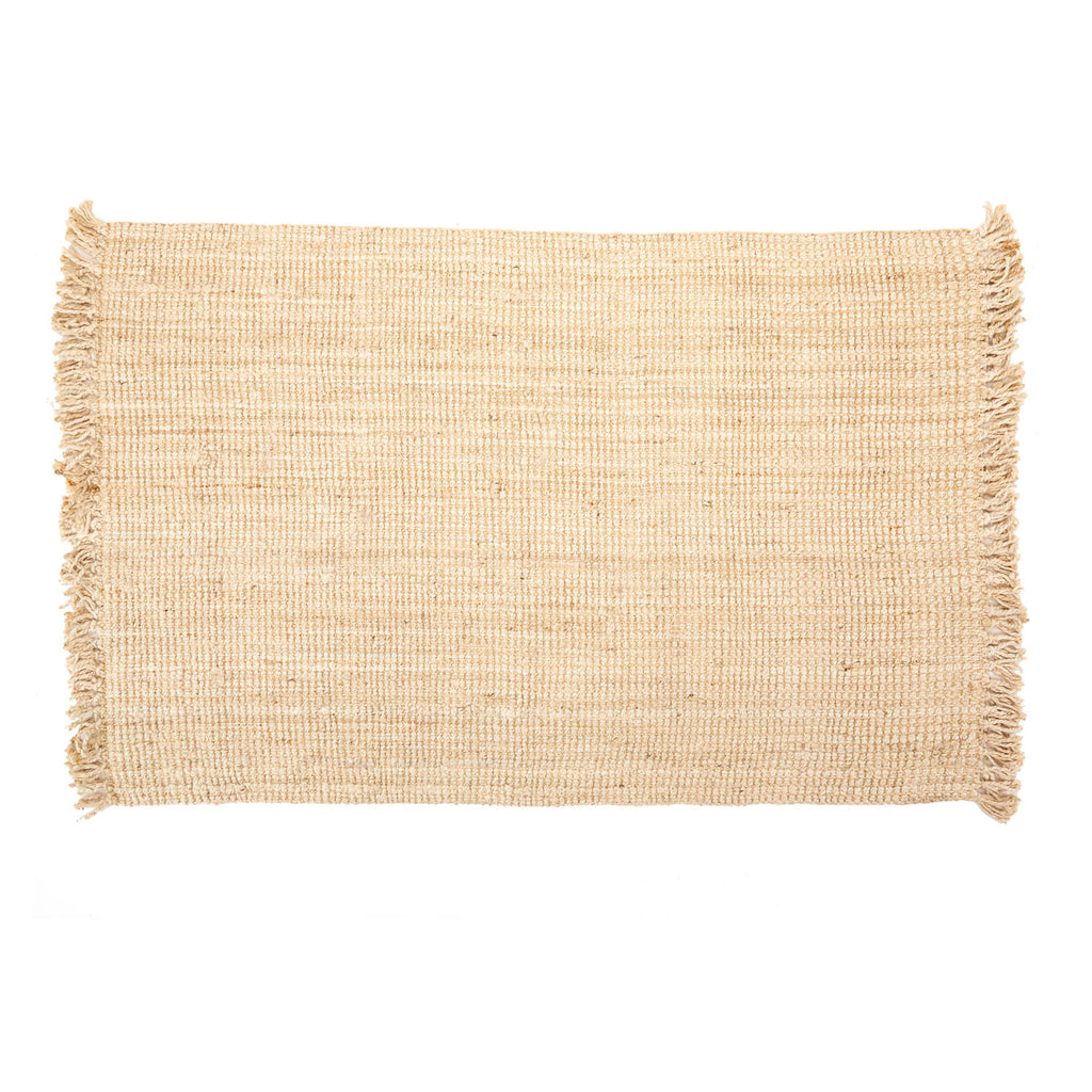 Light Natural Woven Rug with Fringe
