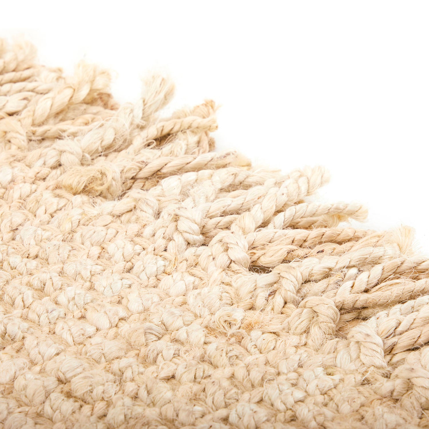 Light Natural Woven Rug with Fringe - Gil & Roy Props