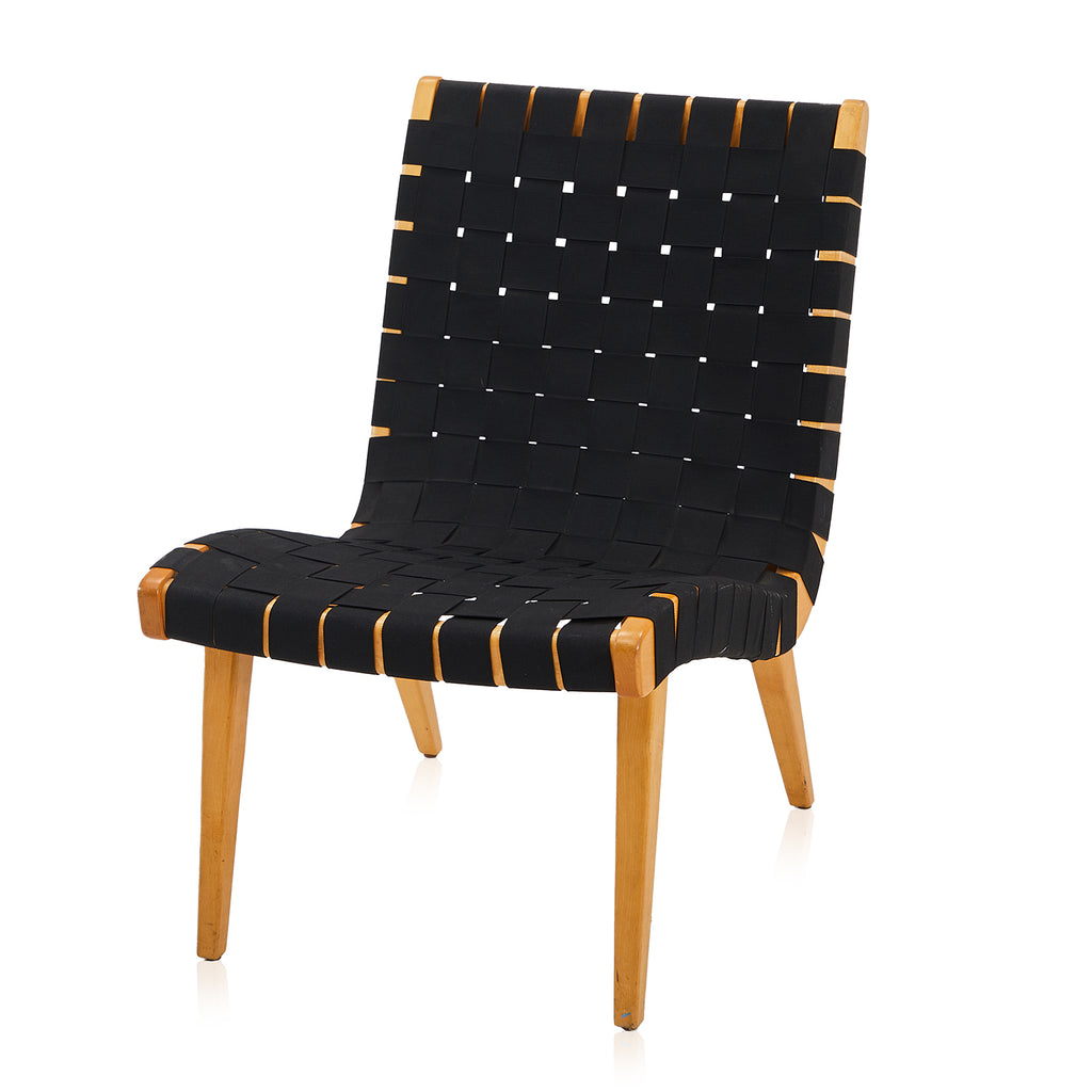 Black & Wood Risom Armless Lounge Chair