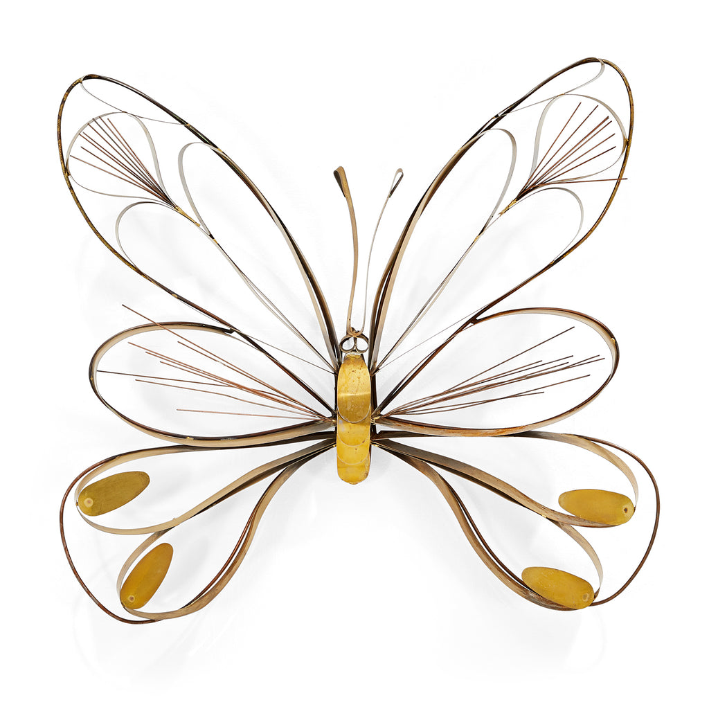 Large Brass Wire Butterfly Wall Sculpture