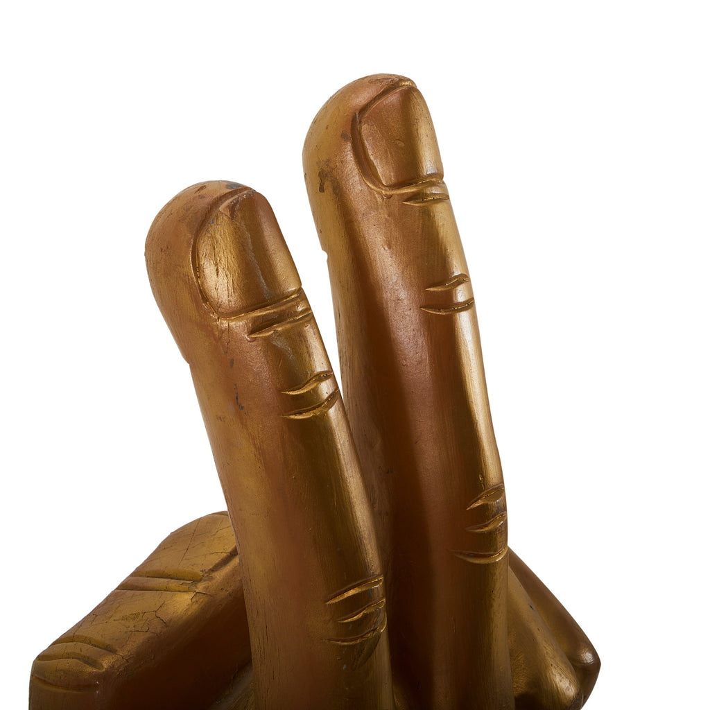 Gold Peace Sign Oversized Hand Sculpture