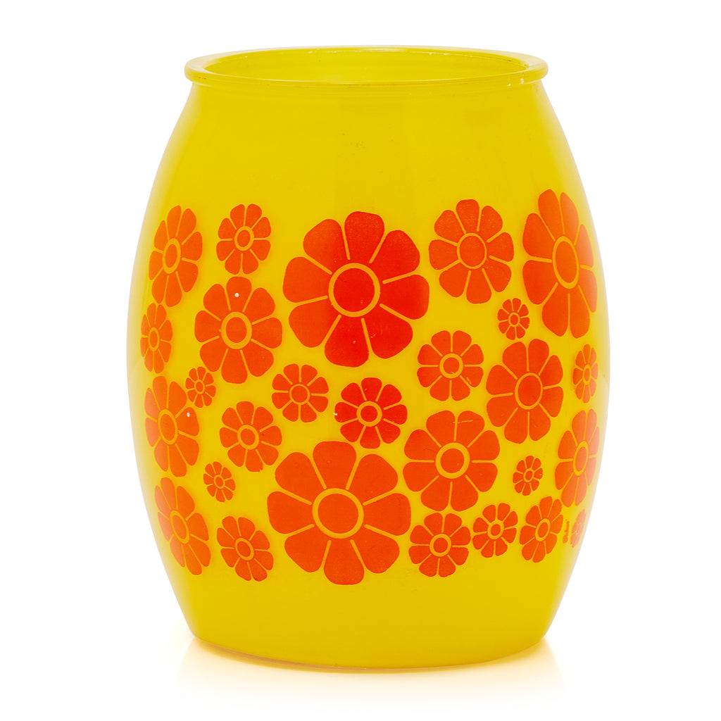 Yellow and Orange Floral Glass Jar