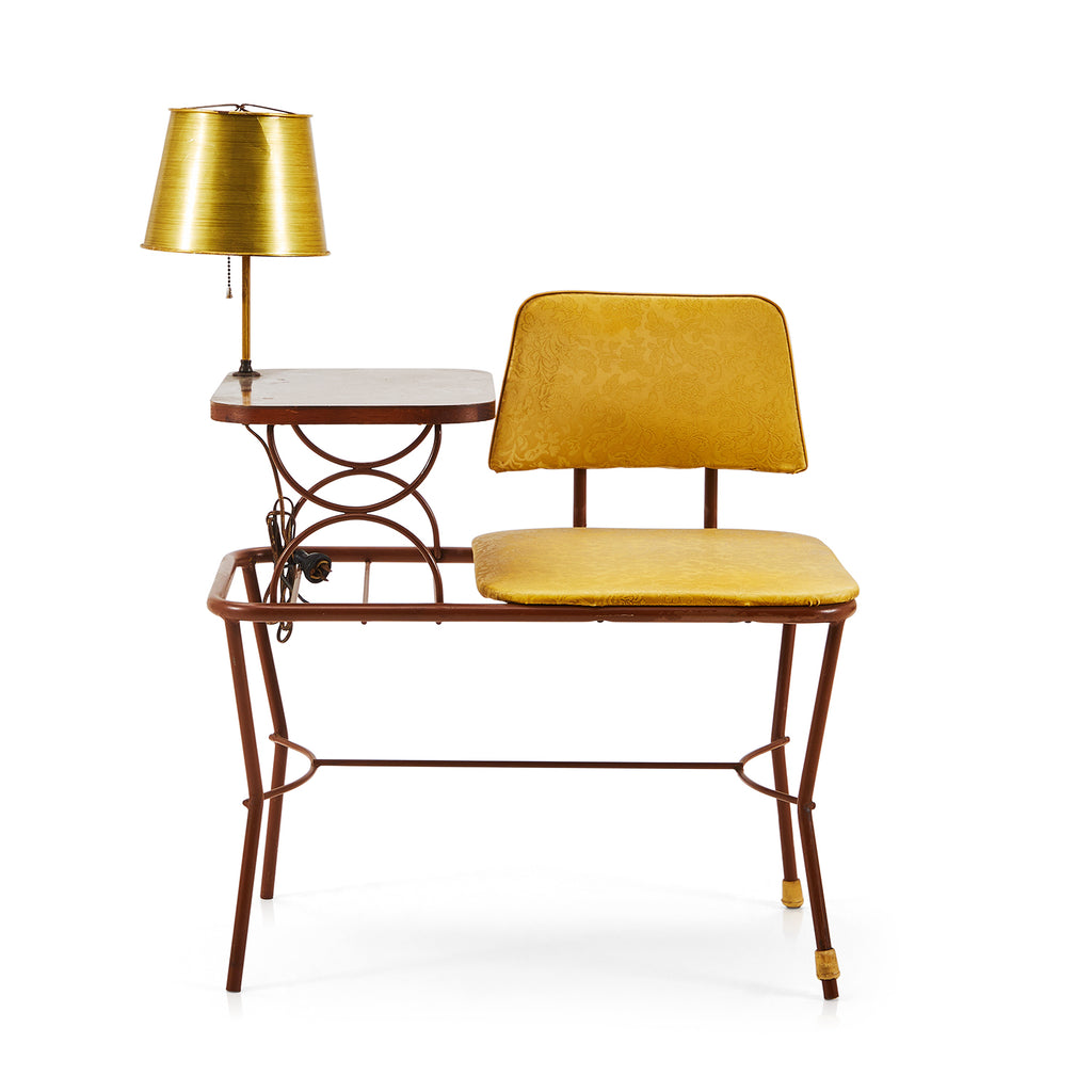 Telephone Table with Gold Chair and Small Lamp